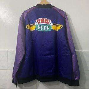 ASO Joey Friends TV Show Central Perk Mens Bomber Jacket Purple XL Oversized 90s